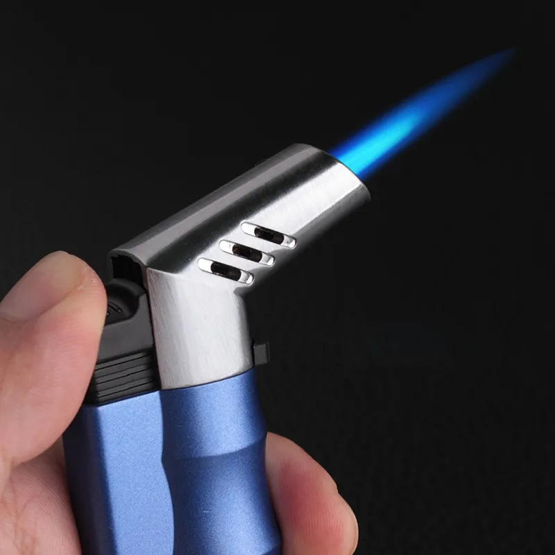 Cigarette Lighters Inflatable Lighter Windproof Lighter Fixed Lock Fire Straight Point Cigar Smoking Accessories Zinc Alloy Material