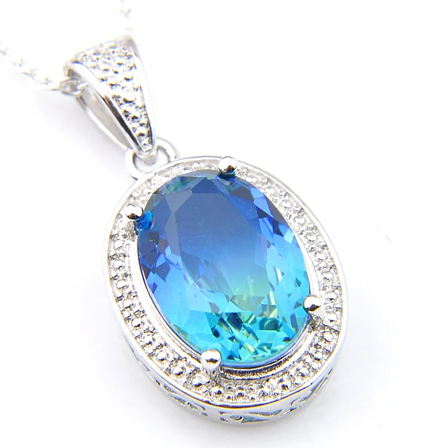 luckyshine optional holiday gift jewelry tourmaline gems silver vintage necklaces pendants fashion jewelry 356C