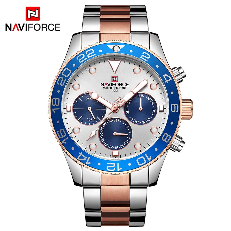 NAVIFORCE Top marque de luxe hommes montres de sport hommes Quartz 24 heures Date horloge homme mode décontracté or étanche Wirst Watch283W