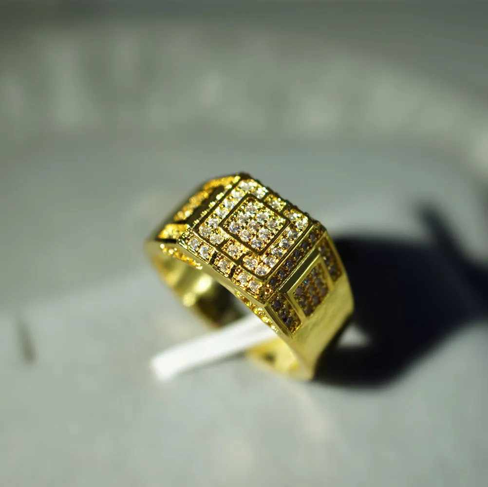 Voller Zirkon 14k Gold und Diamant-Ehering Anillos De Jewelry Bague Or Jaune Bizuteria Diamante Goldringe 6 7 810 für Männer J193180790