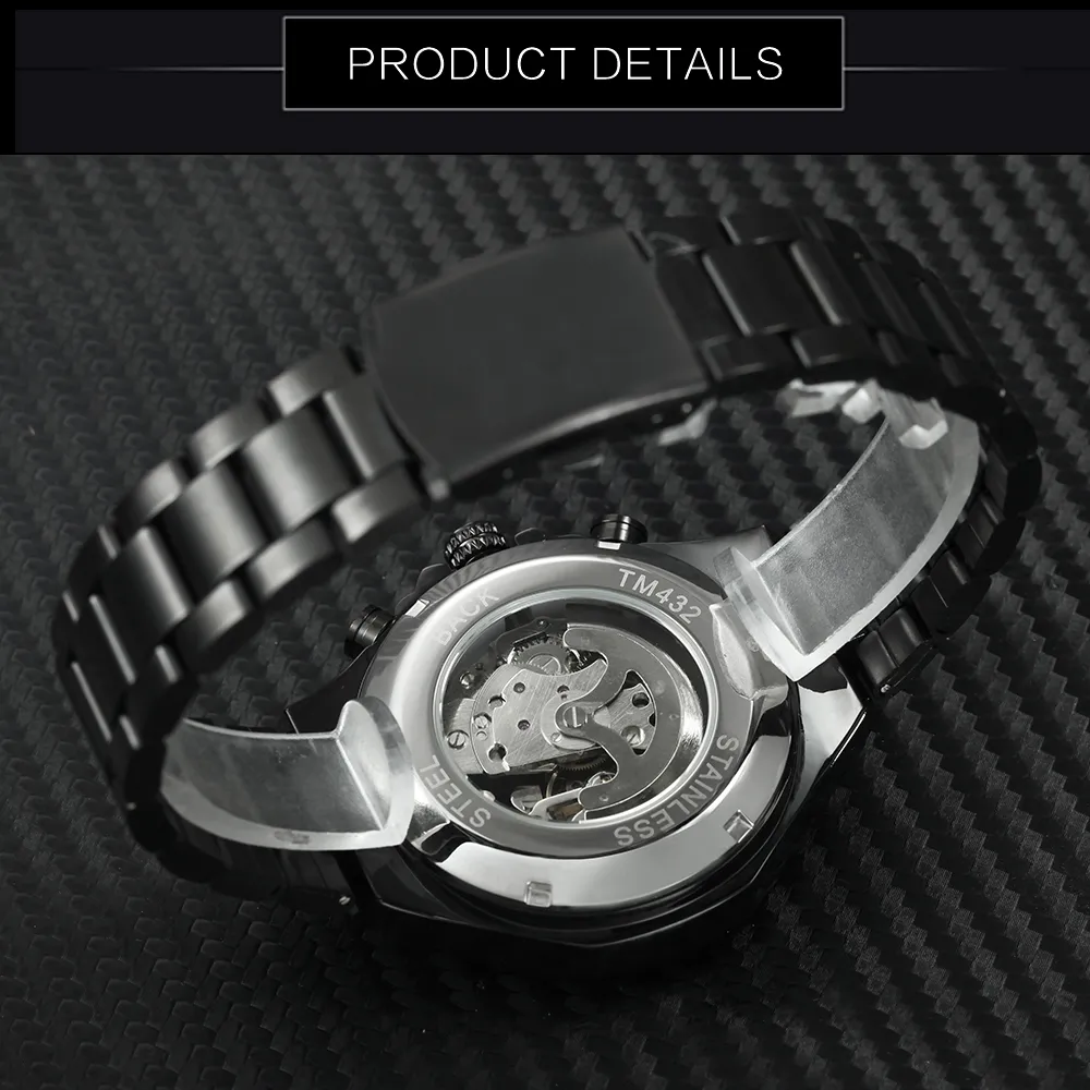 Официальные повседневные мужские часы WINNER, лучшие автоматические механические часы, мужские наручные часы со скелетонизированным циферблатом и стальным ремешком в стиле хип-хоп335i