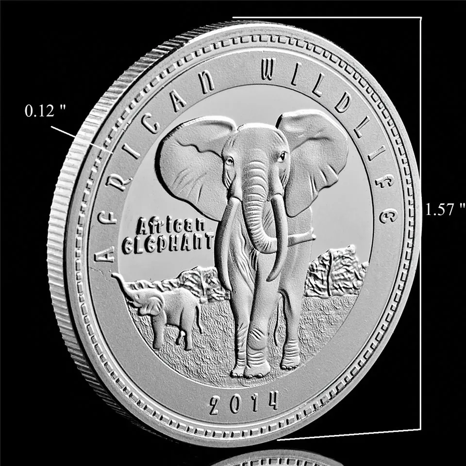 40 mm Africa Craft animal d'animal Zambia Elephant 1000 kwacha plaqué argent commémoratif coain intérieur décor5494983