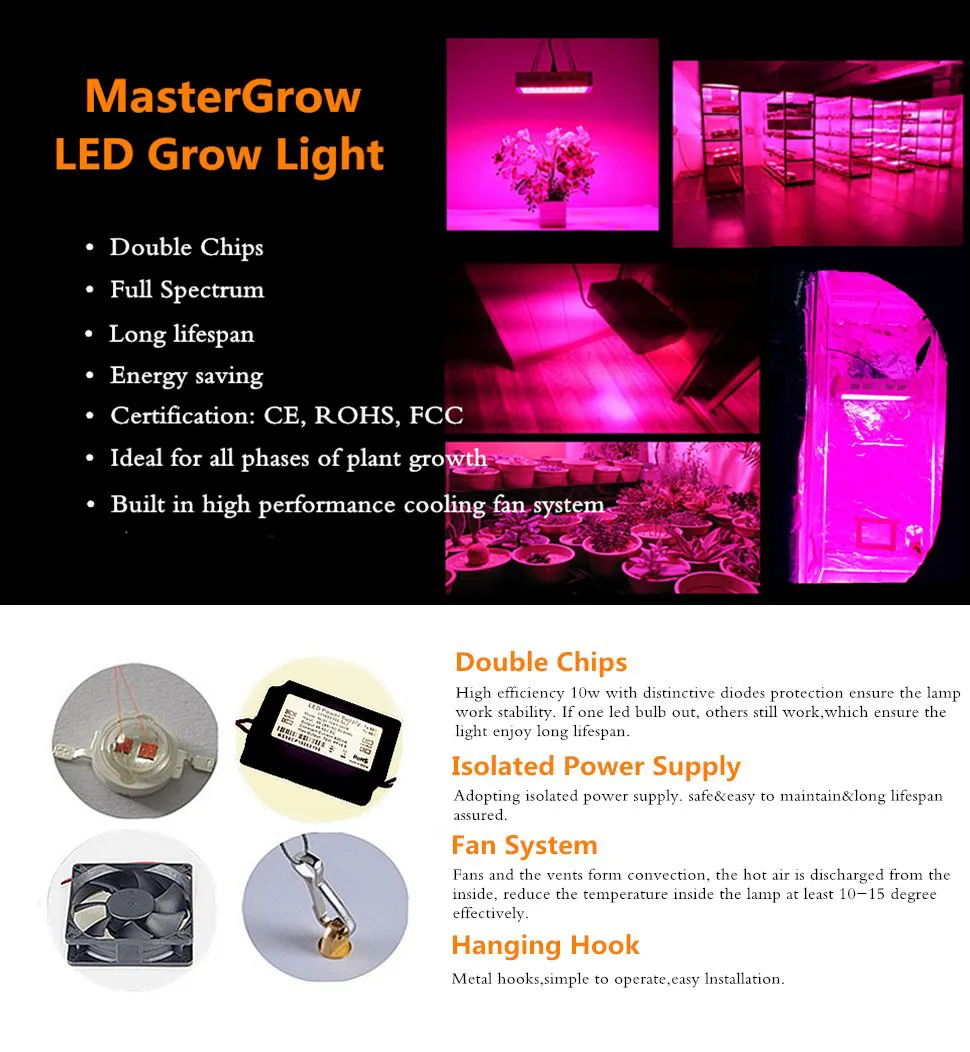 LEVAS DUPLO DO LED LED LUZES 900W 600W Espectro completo com modelo VEG e BLOOM para Growhouse Grow Tent258D de Greeom258D