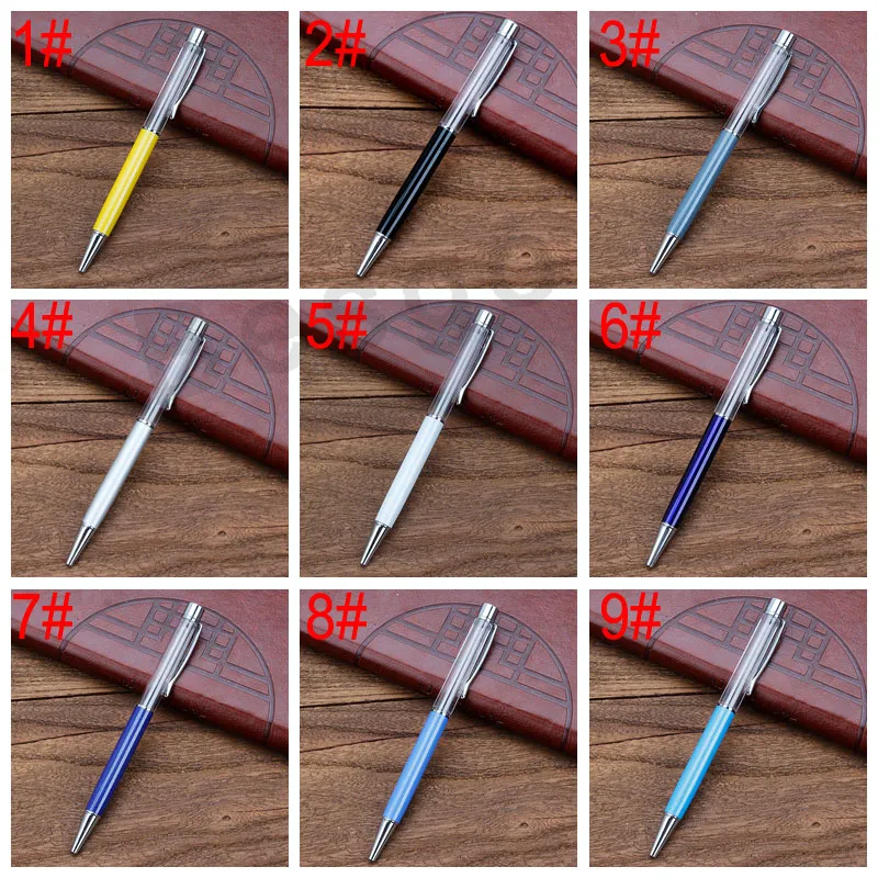 School Students Colorful Crystal Ball Pens DIY Blank Ballpoint Pen Office Signature Ballpoint Pen BH2542 TQQ