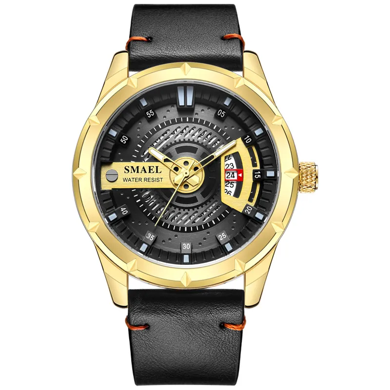 SMAEL спортивные мужские часы лучший бренд класса люкс кварцевые часы мужские модные стальные водонепроницаемые SL-9011 кожаные часы мужские Relogio Masculino252f