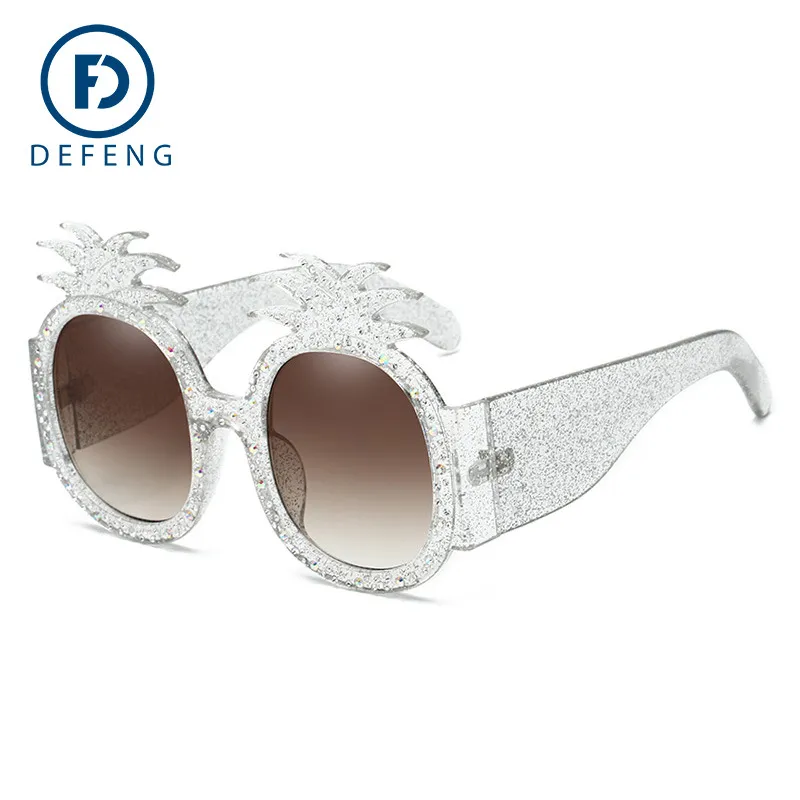 Sommer Stil Kristall Dekoration Brille mit glänzenden Strass Ananas Rahmen Sonnenbrille für Frauen Anti UV Sonnenbrille Fashion215j