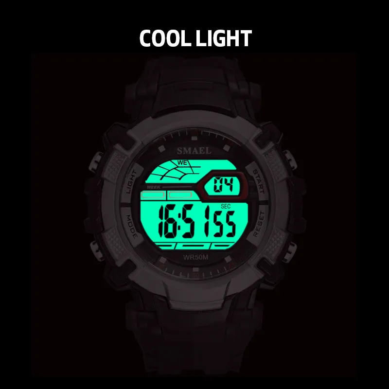 Luxury Mens LED -klockor Smael Digital Clock Alarm Waterproof Led Sport Male Clock Wristwatches 1620 Top Brand Luxury Watches Men300a