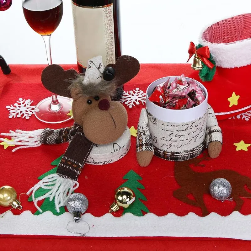 Decoraciones navideñas Felpa Santa Claus Muñeco de nieve Cajas de regalo Niños Candy Jar Botella Decoración Favores de fiesta Año Decor1216r
