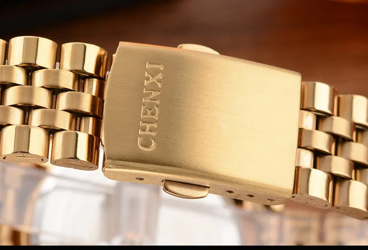 Chenxi Men Fashion Watch Women Quartz Watchs Luxury Golden inossidabile orologio da polso orologi orologi orologi in scatola regalo2245