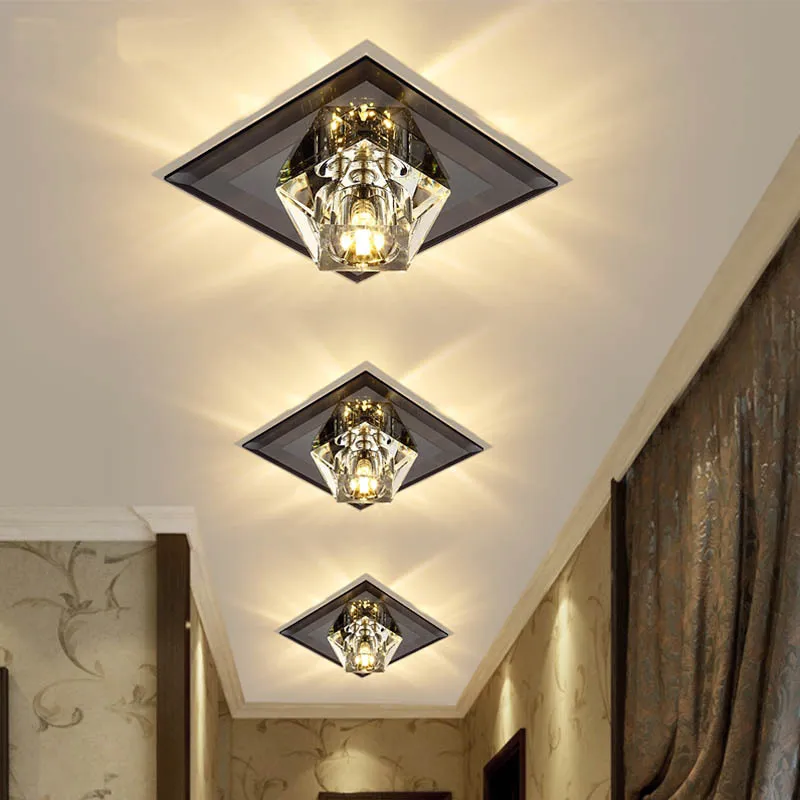 Square Glass Base Rhombus Crystal Lights Sufit Lame LED Corridor Lampa sufitowa Kreatywna salon werandat oświetlenie 270Y