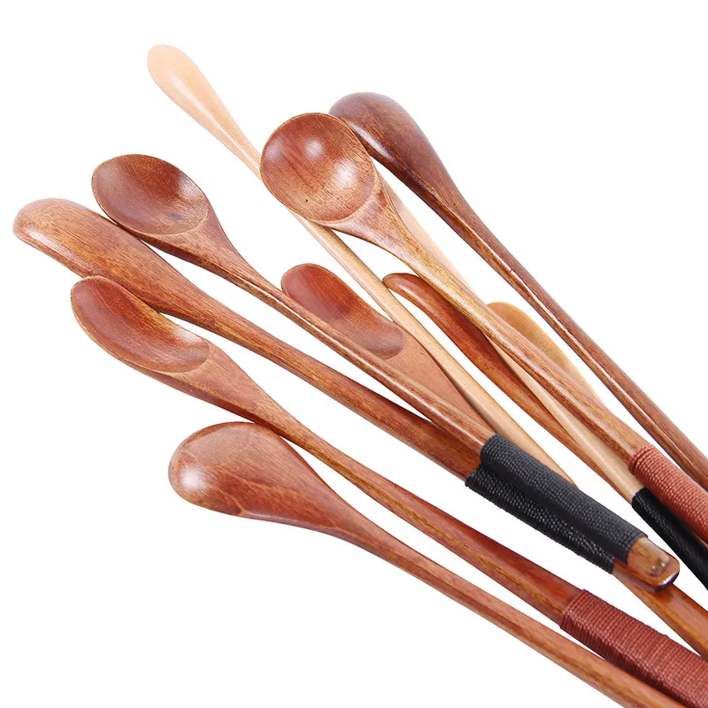 wooden honey spoon coffee stir long handle dinnerware tea bar milk wood flatware japanese style small