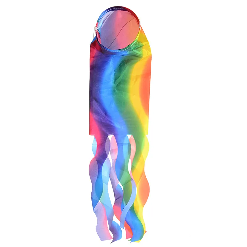 5 Pz / set All'ingrosso Outdoor Wind Sock Flags Reel Colorful Rainbow Sleeve Cono Test 70cm Festival Caravan Camping Decor Windsock