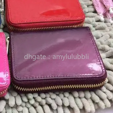 Hela nya designer patentläder shinny kort plånbok mode högkvalitativ myntväska kvinnor designer plånbok klassiker blixtlås poc3811602