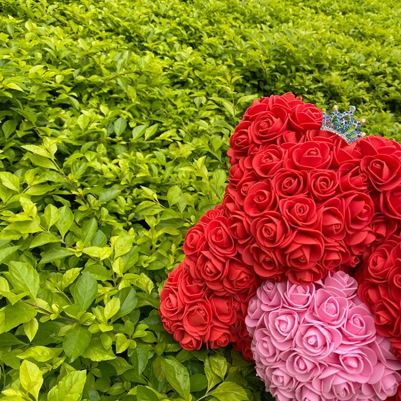 Ghirlande di fiori decorativi Orso di rose artificiali Multicolor Schiuma di plastica Teddy Fidanzata Regalo di San Valentino Festa di compleanno Deco330O