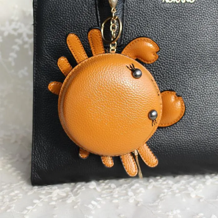 Nuovo marchio Funny Cute Crab PU Leather Mini Coin Borse Keychain Case Case Case Chain Chain Women Bag Specant Zackpack Charm2200