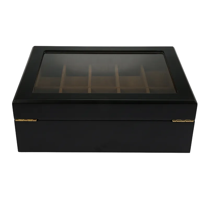 Obserwuj skrzynki Paski 10 siatki drewniane pudełko biżuteria Wyświetlacz Uchwyt Organizator Organizator Case Capay Box1274T