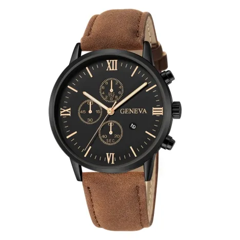 Mode Genève Men Date Alloy Case Syntetic Leather Analog Quartz Sport Watch Man Clock Top Brand Luxury Relogio Masculino D30290D