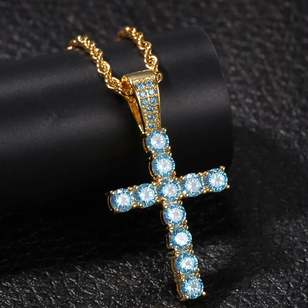 Jasnoniebieski diament wisiorki na naszyjnik biżuteria platyna platana mężczyźni kobiety kochanek dar para religijna biżuteria 2724