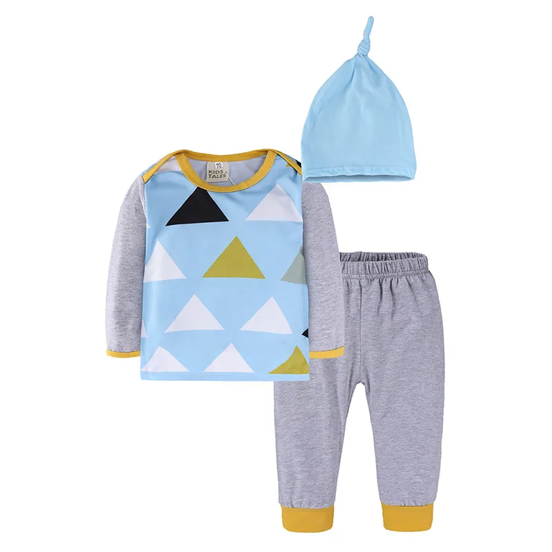 Autumn Baby Boy Clothes Baby Clothing Set Fashion Cotton Long-sleeved T-shirt Pants Hat Newborn Girl Clothes