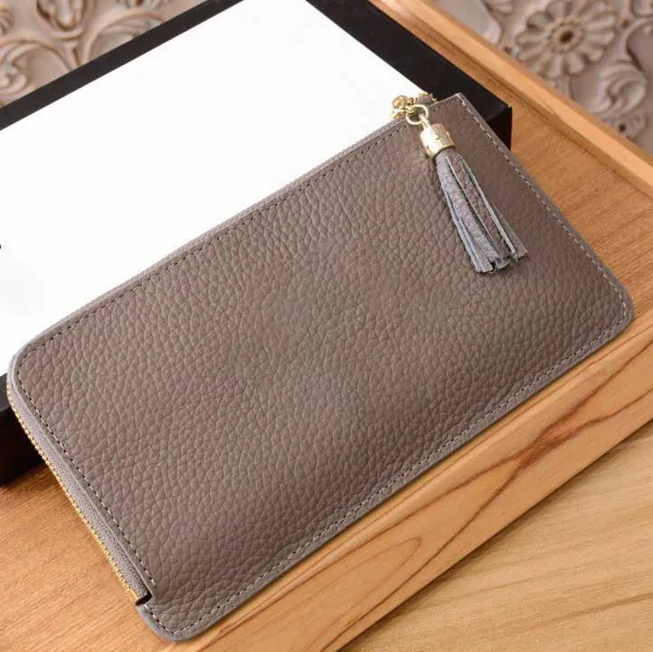 Designer Wallet Women Zipper Bag Vrouwelijke portemonnee Mode Kaart Holder Pocket Long Tassel met Box263L