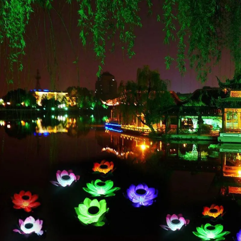 태양열 구동 LED 연꽃 램프 방수 수영장 정원 장식 C19041702300W를위한 야외 플로우 플로팅 연못 야간 조명