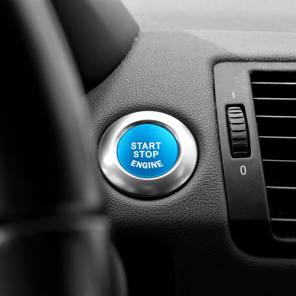 Botão de partida do motor do carro parar acessórios chave substituir capa interruptor decoração adesivos carro para bmw interior accessories3485674