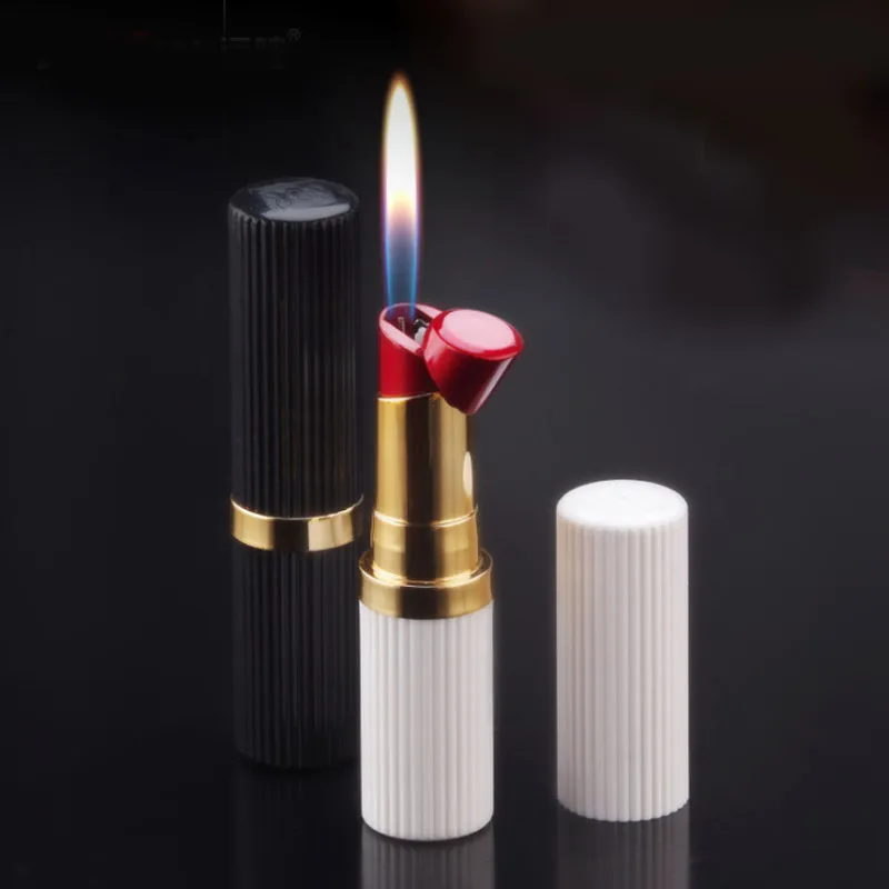 Briquet en forme de rouge à lèvres avec couvercle, accessoires de fumée gonflables au gaz pour femmes, Collection maison