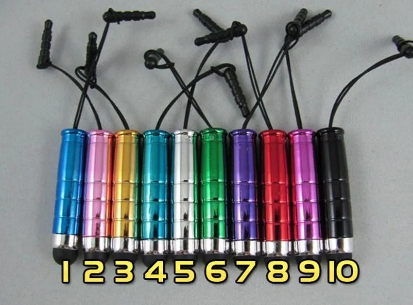 Lot Mini Bullet Stylus Touch Pen With Dust Plug For Mobile Cell Phone Tablet PC For Capacitive Screen3782915