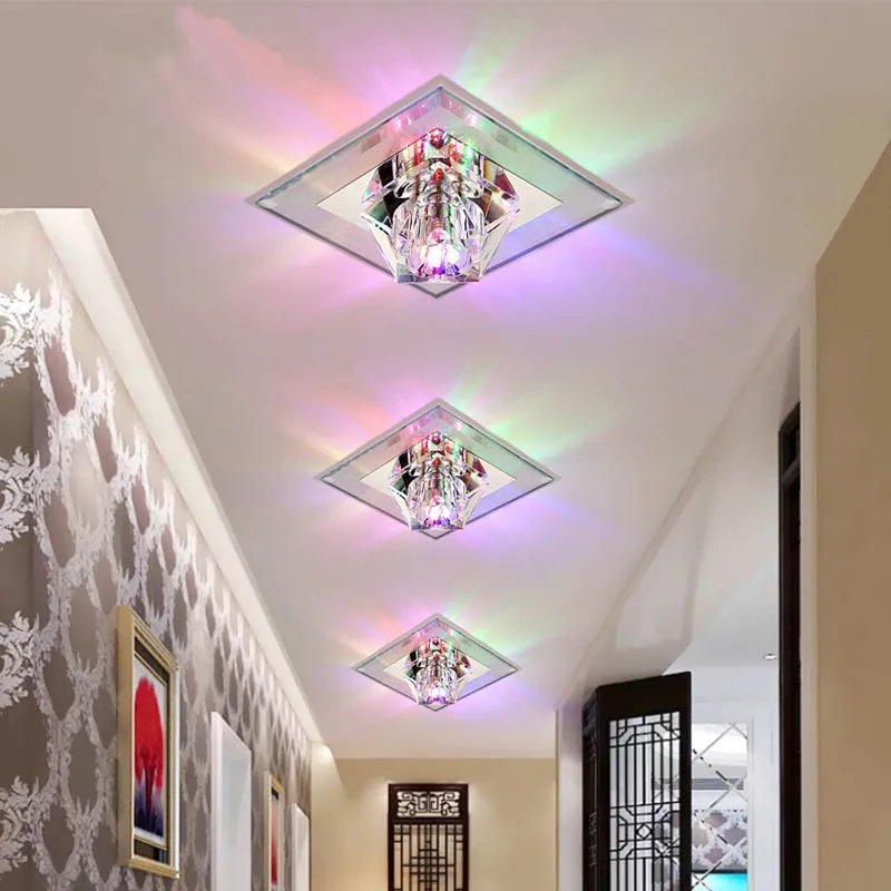Square Glass Base Rhombus Crystal Lights Sufit Lame LED Corridor Lampa sufitowa Kreatywny salon werandat Wejście Oświetlenie 301c