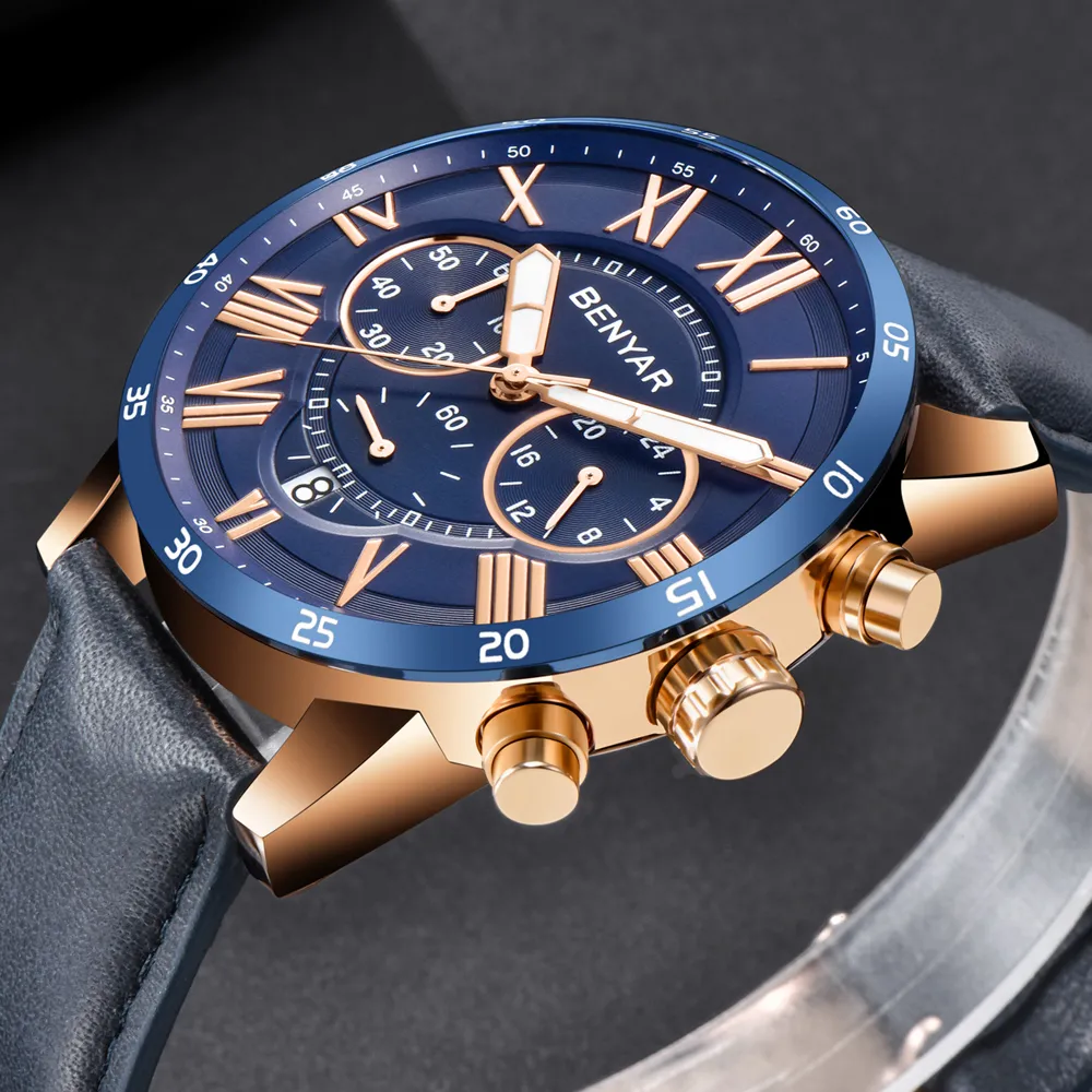BENYAR moda cronografo sportivo orologi da uomo top brand di lusso impermeabile orologio al quarzo militare orologio Relogio Masculino260l