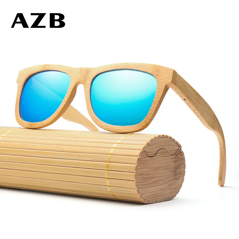 AZB Bamboo Wood نظارة شمسية مستقطبة نظارات خشبية والنساء