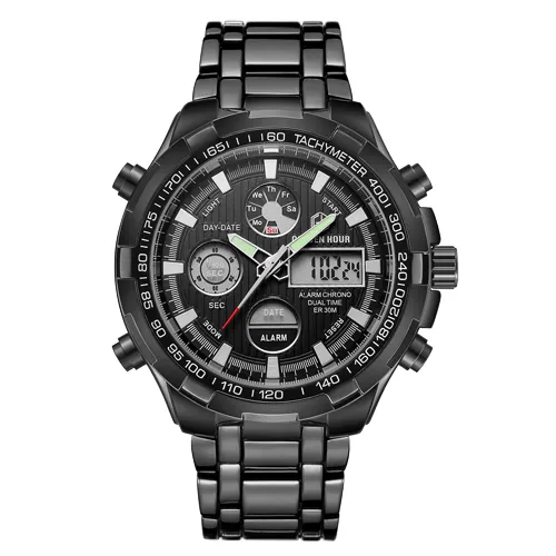 Reloj Hombre GOLDENHOUR montre à Quartz noir pour hommes zegarek meski montres numériques Sport militaire horloges masculines Relogio Masculino285v
