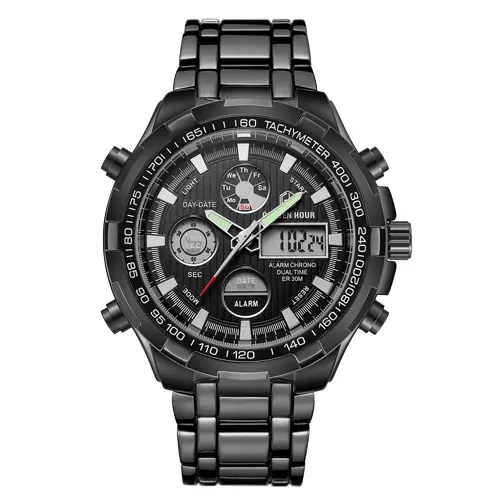 Reloj Hombre GOLDENHOUR Orologio da uomo al quarzo nero zegarek meski Orologi da polso digitali Sport militare Orologi maschili Relogio Masculino259s