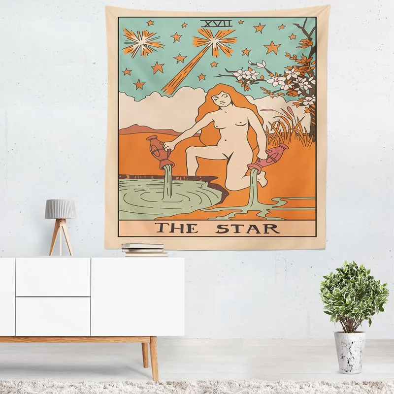 Tapiz de tarot europeo, astrología, decoración colgante de pared, tela, sol, Luna, estrella, mural moderno para habitación, dormitorio, decoración 2927