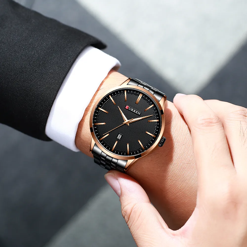 Мужские часы, новые брендовые часы CURREN, модные деловые наручные часы с автоматической датой, часы из нержавеющей стали, мужские повседневные стильные часы Reloj300B
