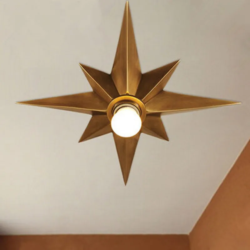 Plafonnier étoile en cuivre complet de style américain, dôme octogonal, simple, balcon, porche, allée, escaliers, cuisine, plafonnier208I