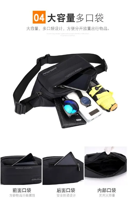 Casual Outdoor Fanny Pack Men's Waist Bag Black Nylon Waist Pack Men Chest Bag Phone Pouch Banana Hip 2020 Spring New265y