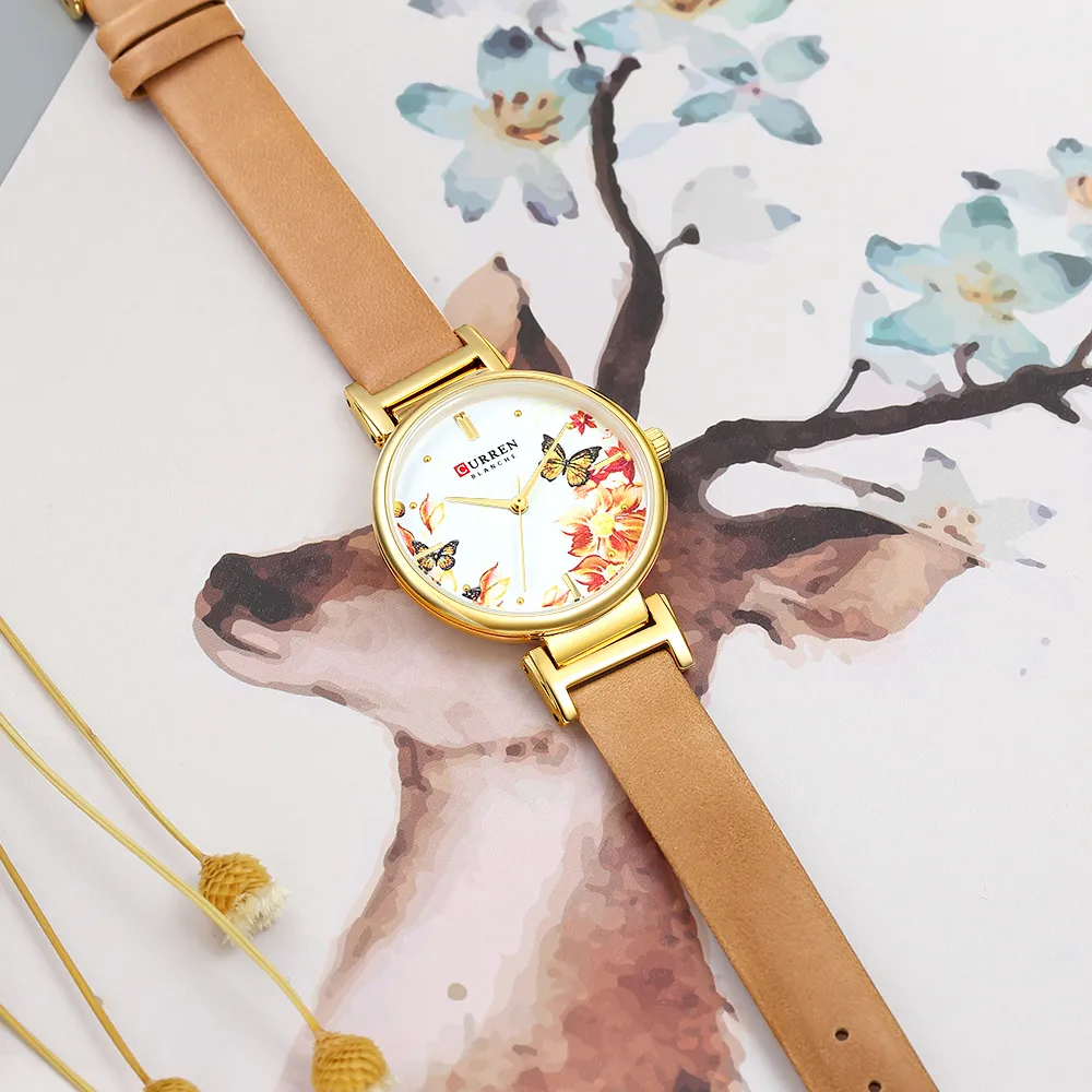 Новые часы CURREN, женские часы из нержавеющей стали, красивый цветочный дизайн, наручные часы для женщин, летние женские часы, кварцевые часы 309z