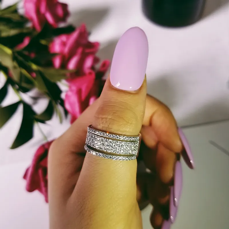 2019 Новая мода 100% серебро 925 пробы кольцо с луной и звездой ослепительное кольцо на открытый палец для женщин и девочек ювелирные изделия чистая свадьба помолвка Gift289B
