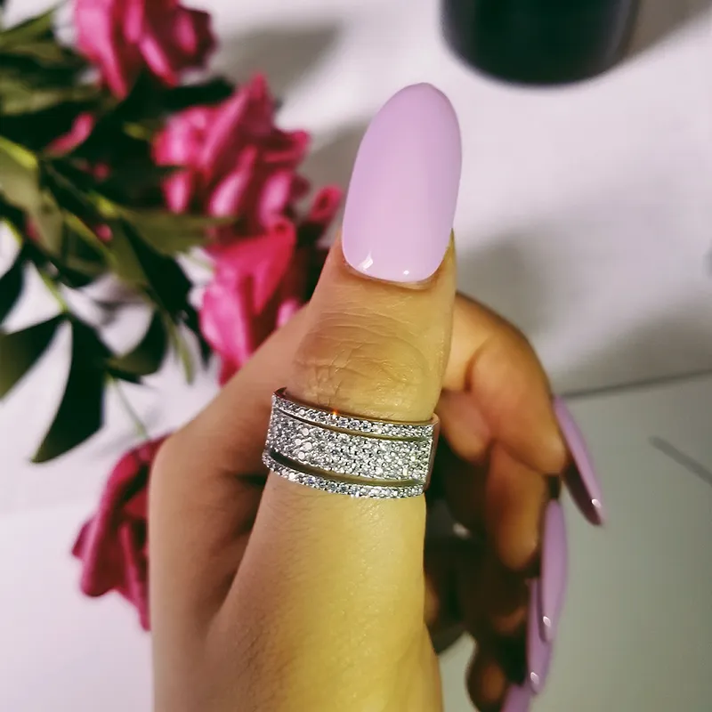 2019 Nueva moda 100% 925 Anillo de plata Luna Estrella Deslumbrante Anillo de dedo abierto para mujeres Niñas Joyería Pura Boda Compromiso Gift289B