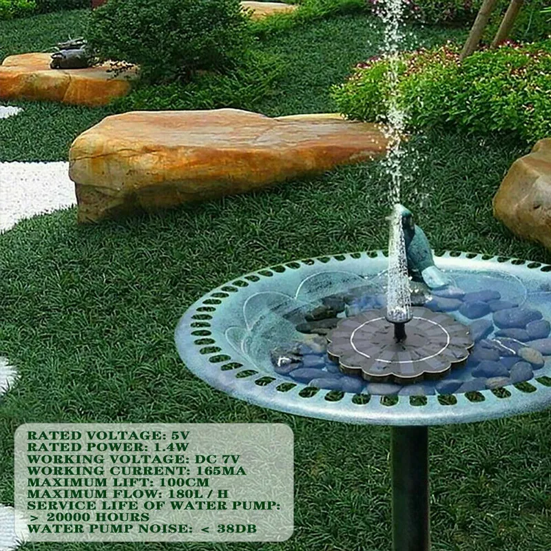 Kit da giardino fontana solare Pompa acqua solare Paesaggio esterno Piscina pesci Stagno Pompa acqua solare Fontana galleggiante Decorazione da giardino266l