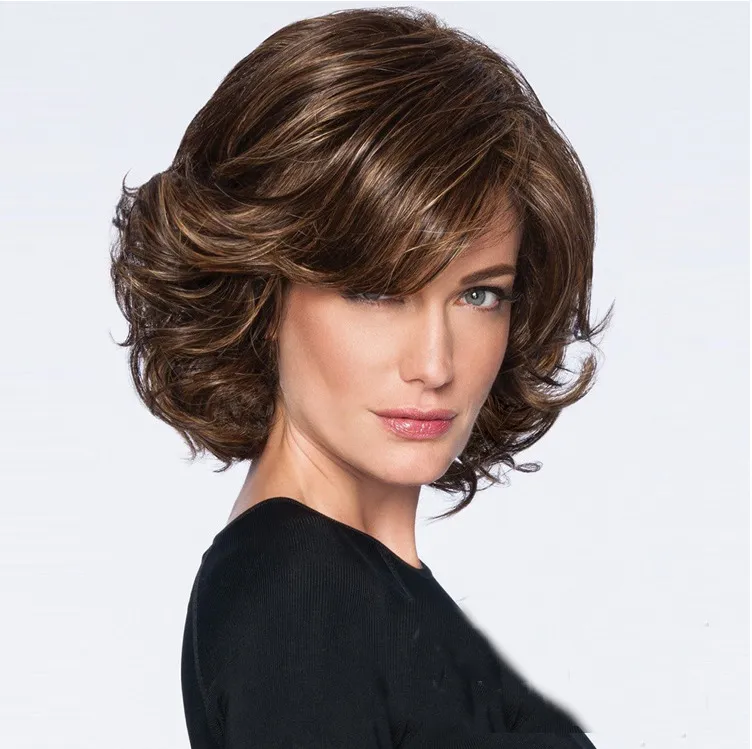 Short Curly Wig Hair Synthetic Natural Loose Wave Hair Factory Supply Wholesale