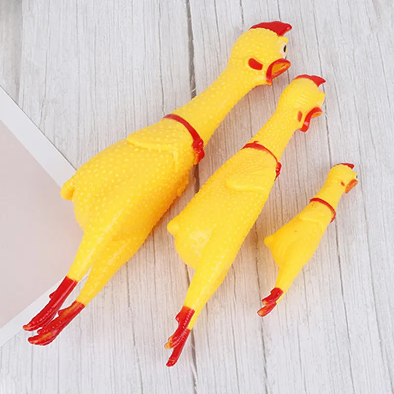 Mascotas Juguetes para perros Screaming Chicken Squeeze Sound Toy Perros Super Durable Divertido Squeaky Yellow Rubber Chicken Dog Chew Juguete creativo BH2384 CY