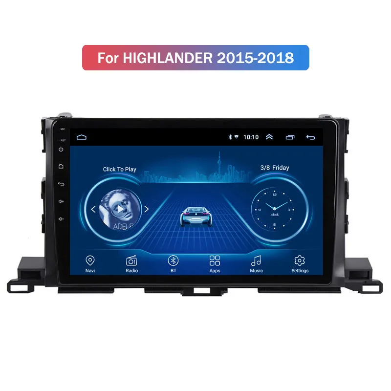 Auto Video Radio Android 10 GPS Navigation Bluetooth Touchscreen voor Toyota Highlander 2015-2018 Audio Stere Multimedia