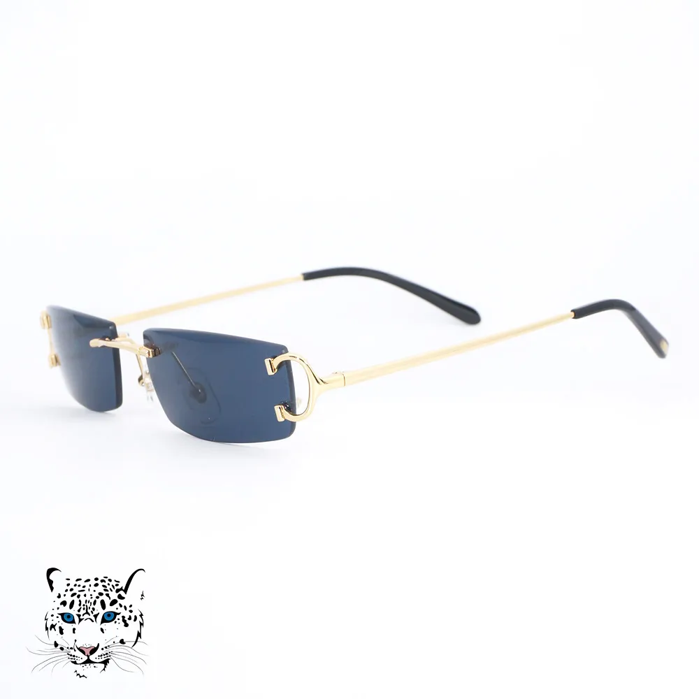 Luxe-klein formaat vierkante randloze zonnebril heren dames met C-decoratie draadframe unisex luxe brillen voor zomer buiten Trave241i