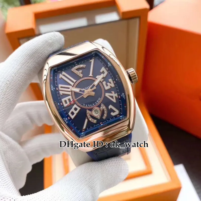Nowa kolekcja męska Vanguard Rose Gold Case V 45 SC DT Automatyczne męskie zegarek czarny wybór skórzany gumowy pasek Sport217W