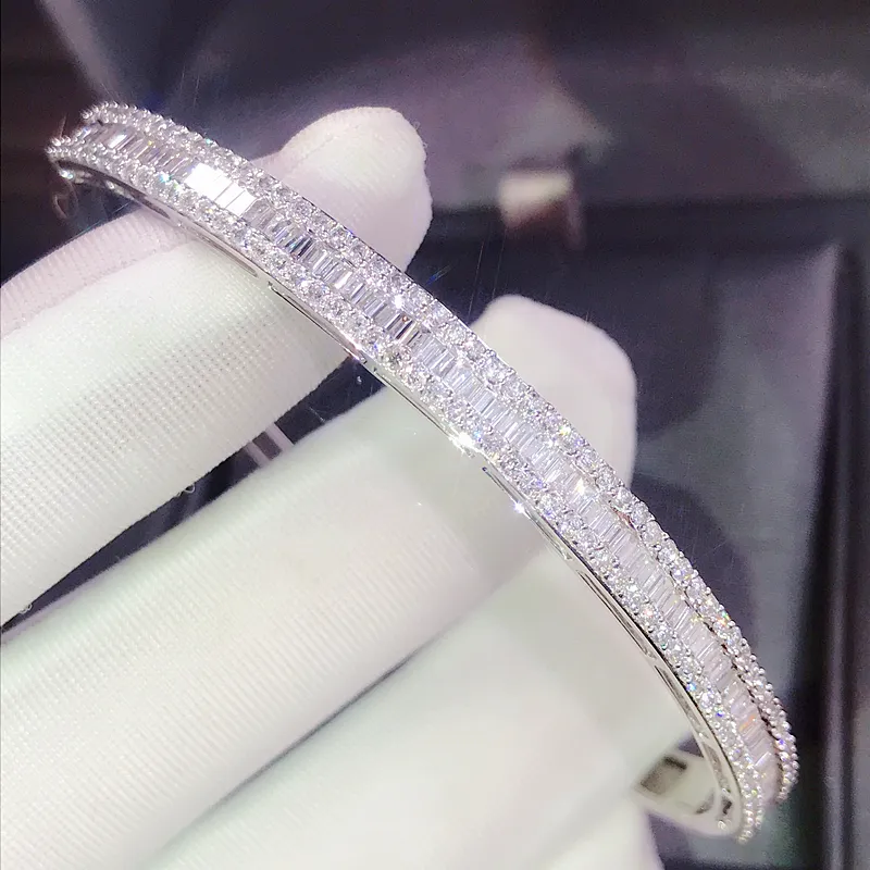 Choucong Bijoux de luxe étonnants 925 argent sterling complet princesse coupe blanc topaze cz diamant éternité brace