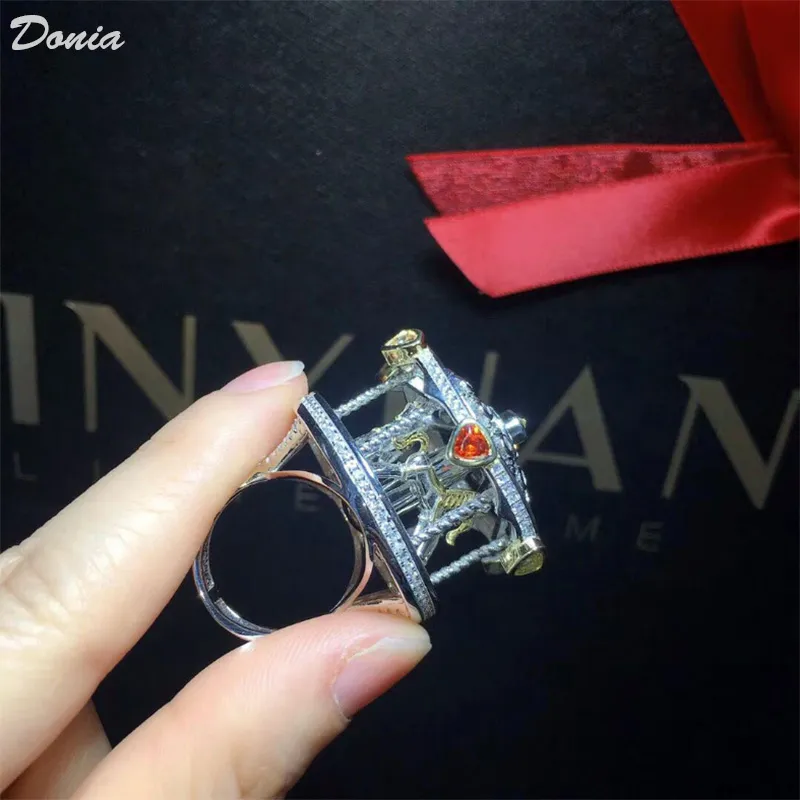 Donia jewelry luxury ring fashion exaggerated carousel copper micro-inlaid color zircon handmade gifts from European and American 314l