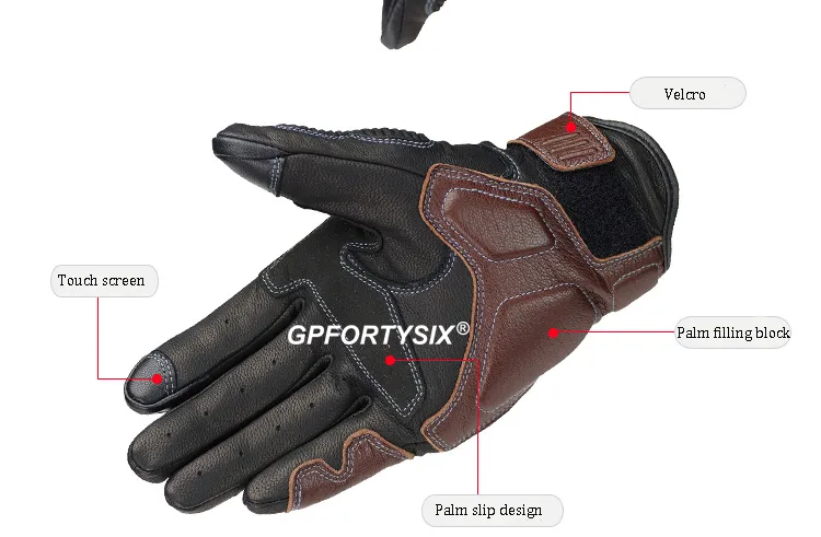 i guanti motociclisti retrò Komine Racing touch screen traspiranti guanti di dito pieni moto proteggere la moto luuvas in guida guan2460234