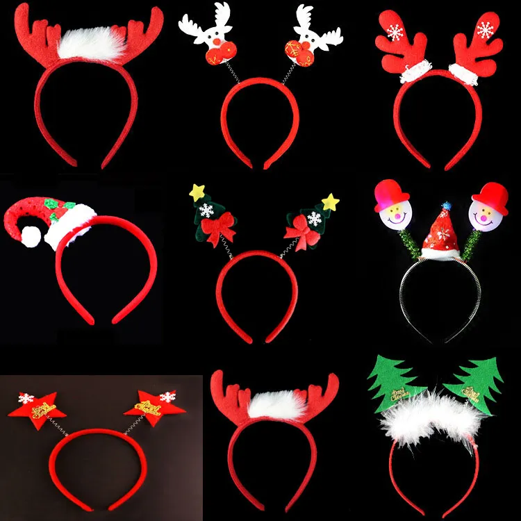 Decorações de natal headbands rena chifres hairband natal crianças bebê hairhoop festa decoração headwear acessórios para o cabelo presente navid221w